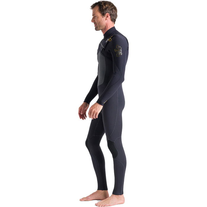 2023 C-Skins Mens ReWired 4/3mm Chest Zip Wetsuit C-RW43MCZ - Anthracite / Black X / Saffron